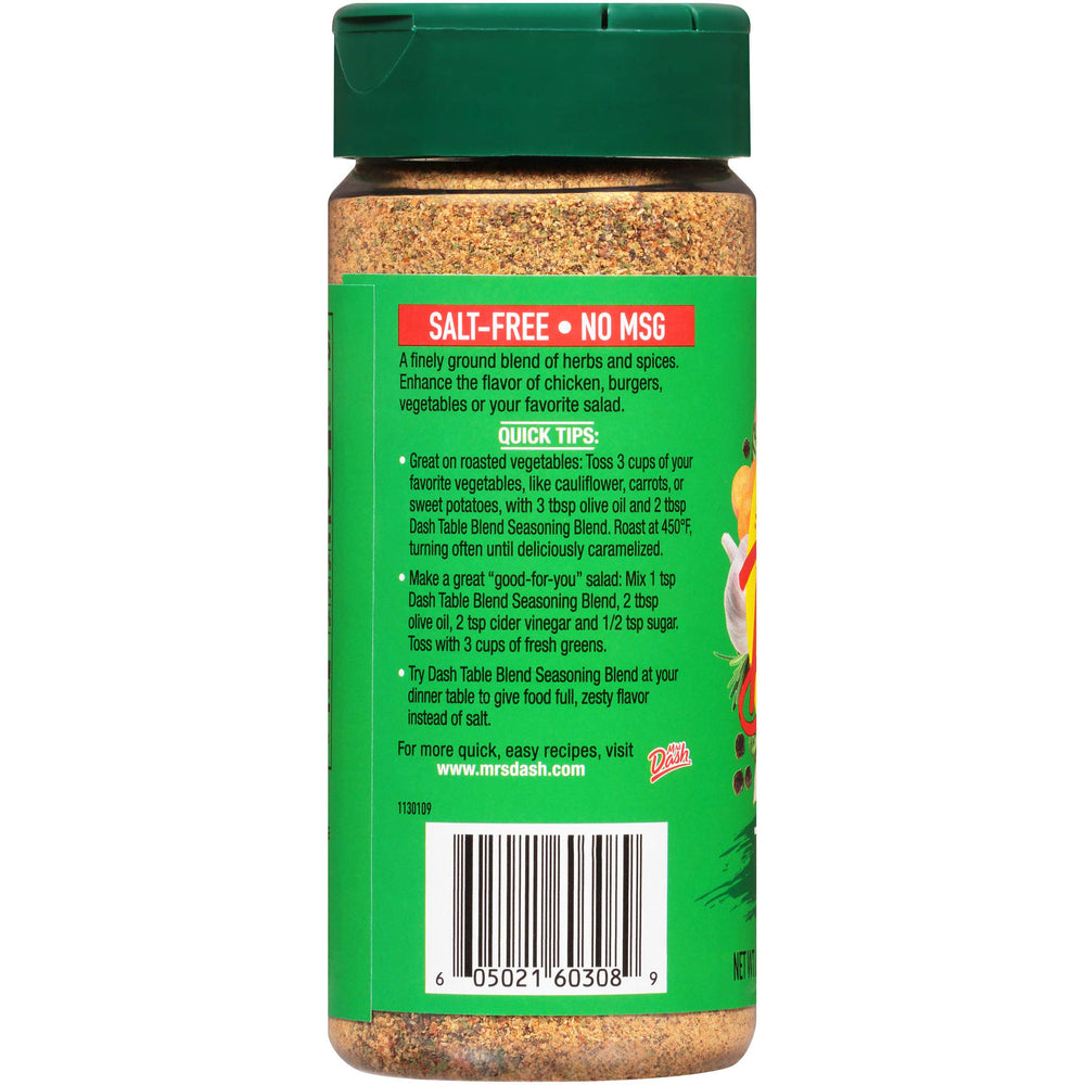Dash Salt-Free Table Blend on a dish, vegetables with citrusy savory lift.