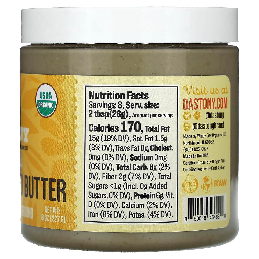 Dastony Organic Sprouted Sunflower Butter spread-texture close-up ideal for dips and smoothies