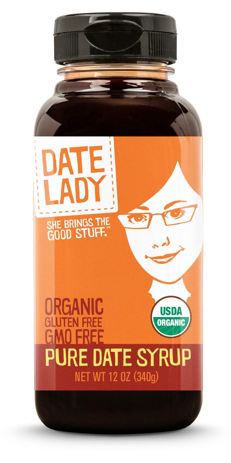 Date Lady Organic Date Syrup bottle shows natural sweetness for cooking.