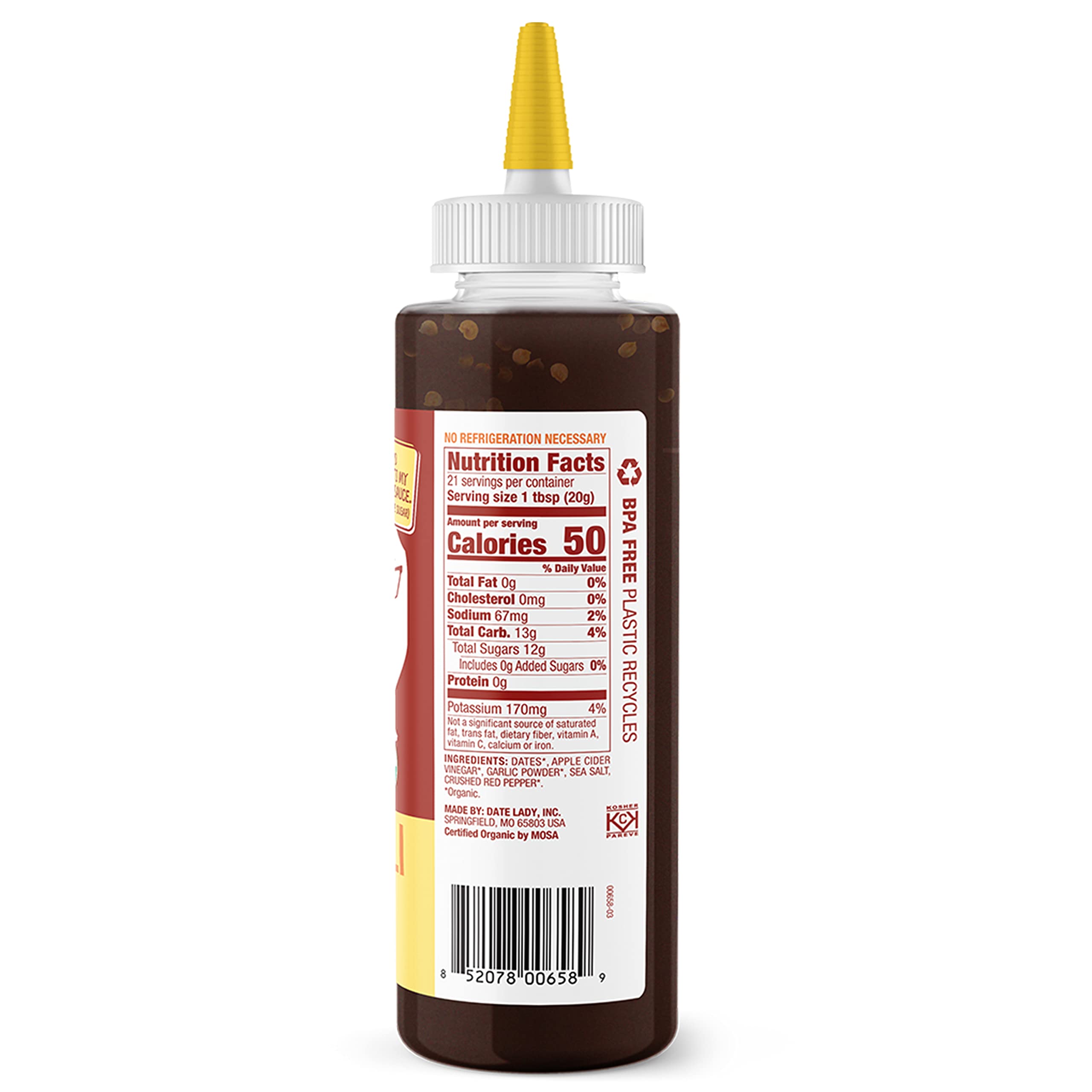 Date Lady sauce ingredients close-up, highlighting simple, clean ingredients.