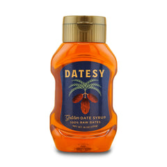 Datesy golden date syrup bottle for easy, mess-free everyday sweetening.