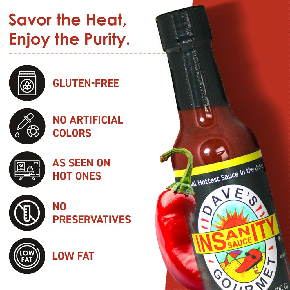 Dave's Gourmet Ghost Pepper Naga Jolokia bottle with intense flavor for wings