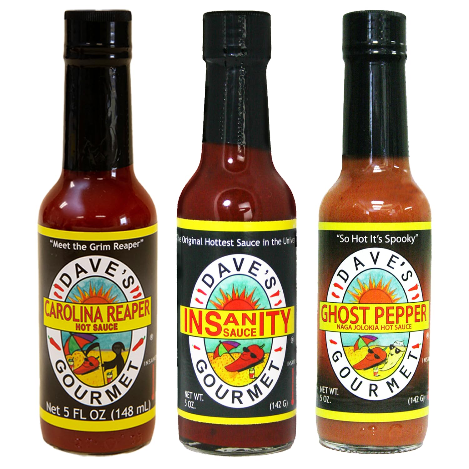 Dave's Gourmet Original Insanity bottle shows bold heat for daring burgers