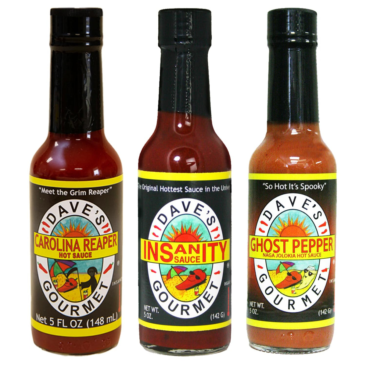 Dave's Gourmet Original Insanity bottle shows bold heat for daring burgers