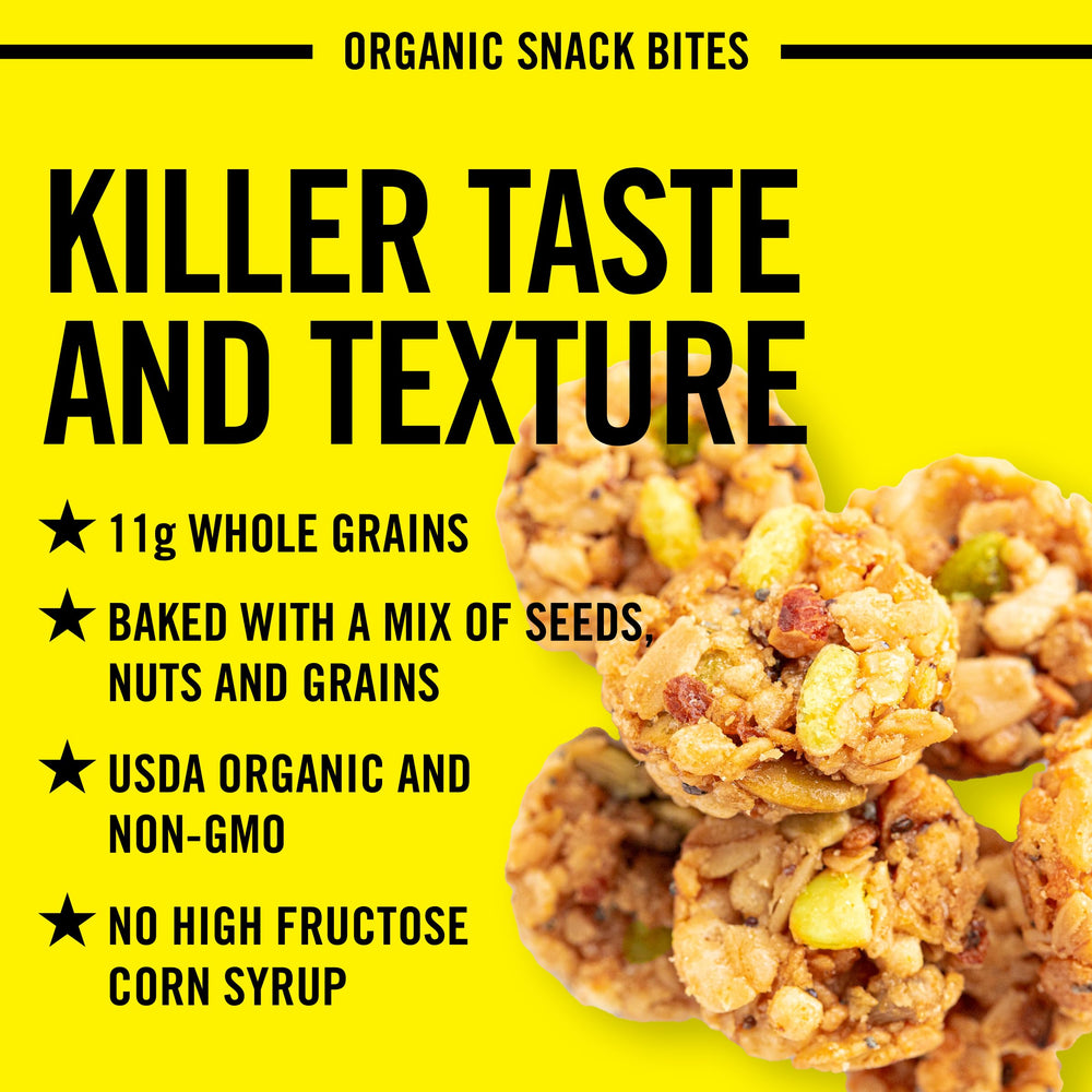 On-the-go serving idea with Honey Nut Snack Bites in a portable pack.