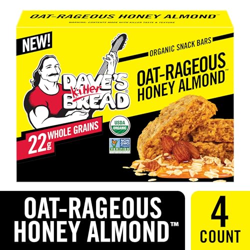 Honey drizzle detail on Dave's Killer Bread Oat-Rageous bar for natural sweetness