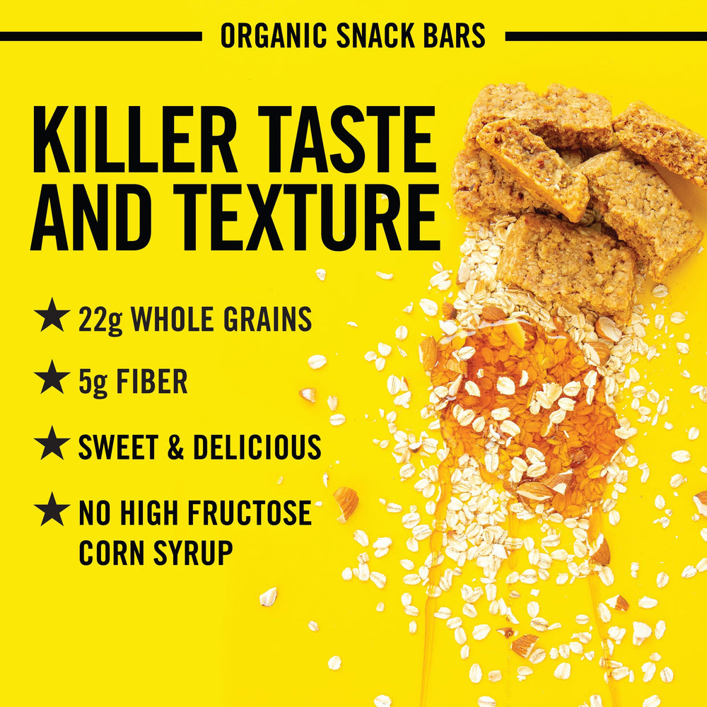 Individually wrapped Dave's Killer Bread Oat-Rageous bars, ideal for travel or quick breakfasts