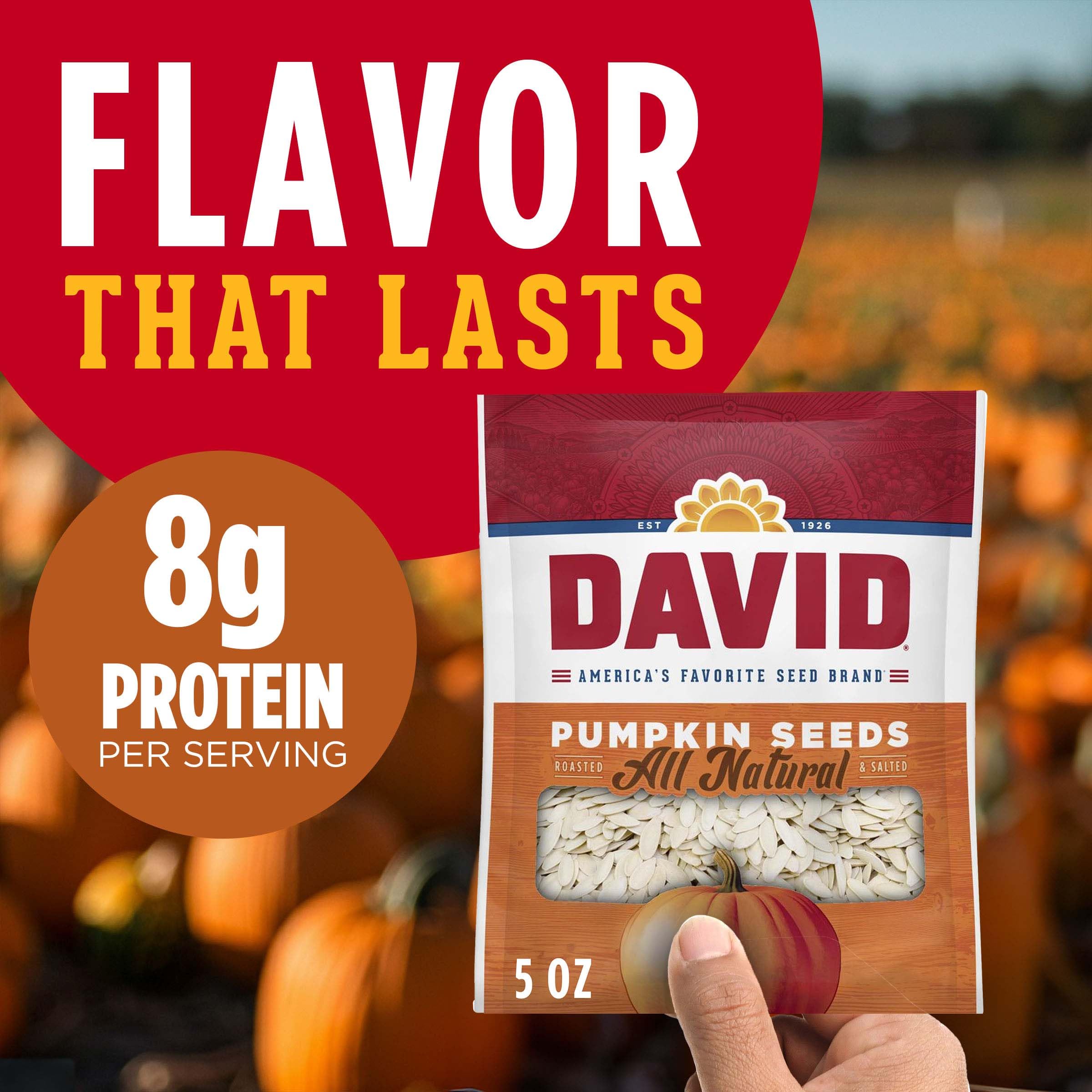 Pack of twelve 5 oz bags from DAVID for group or solo snacking.