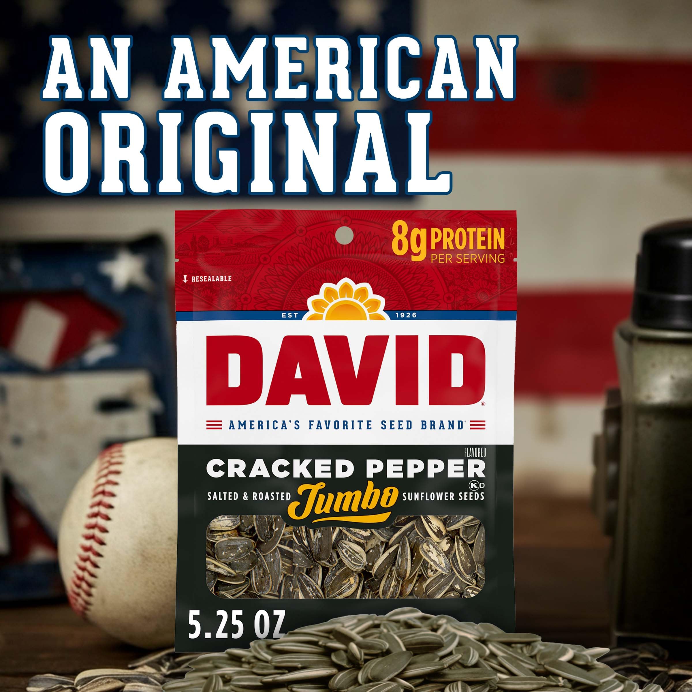 DAVID packaging design and branding on cracked pepper seeds.