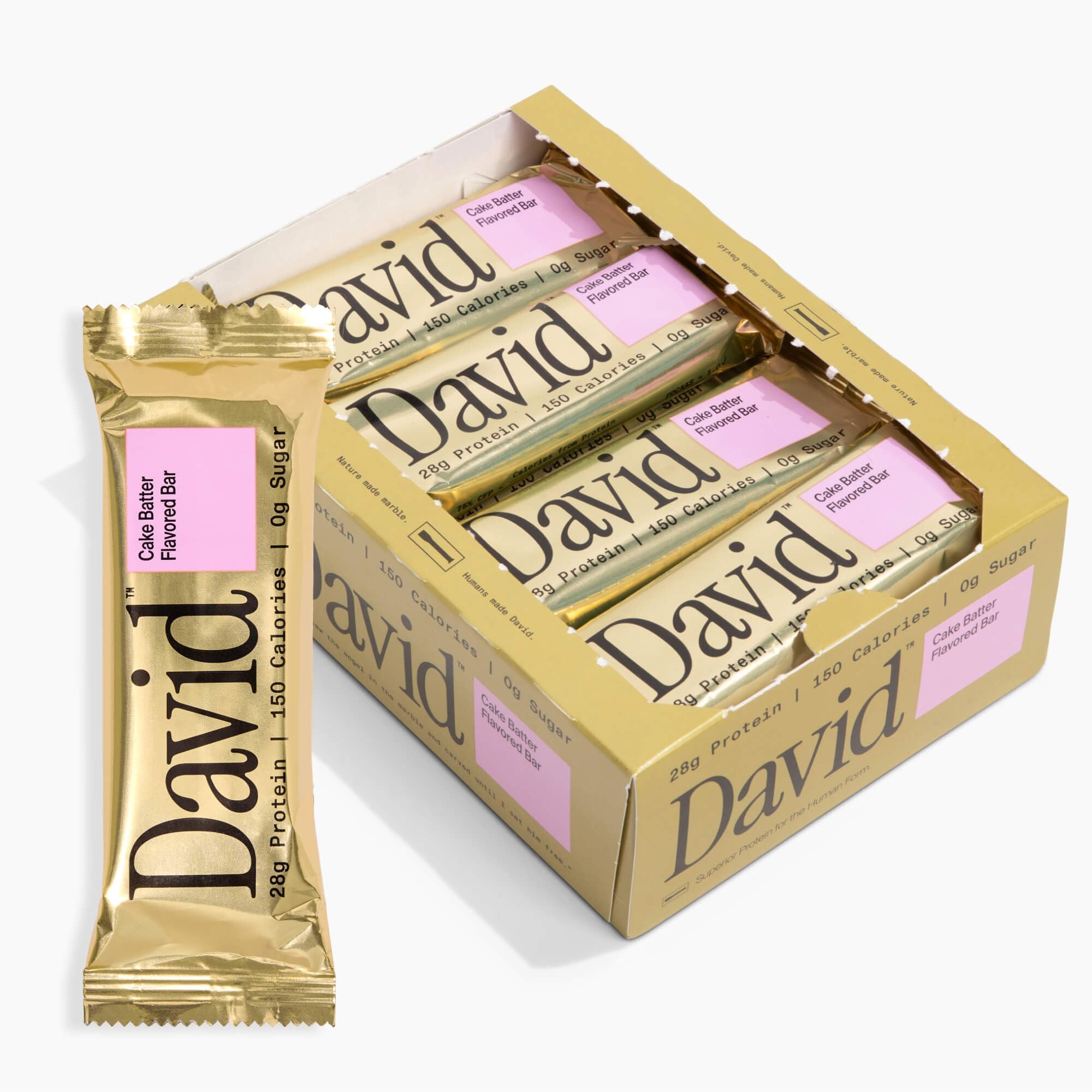 David High Protein Bars cake batter pack 12 for on-the-go fueling with zero sugar.