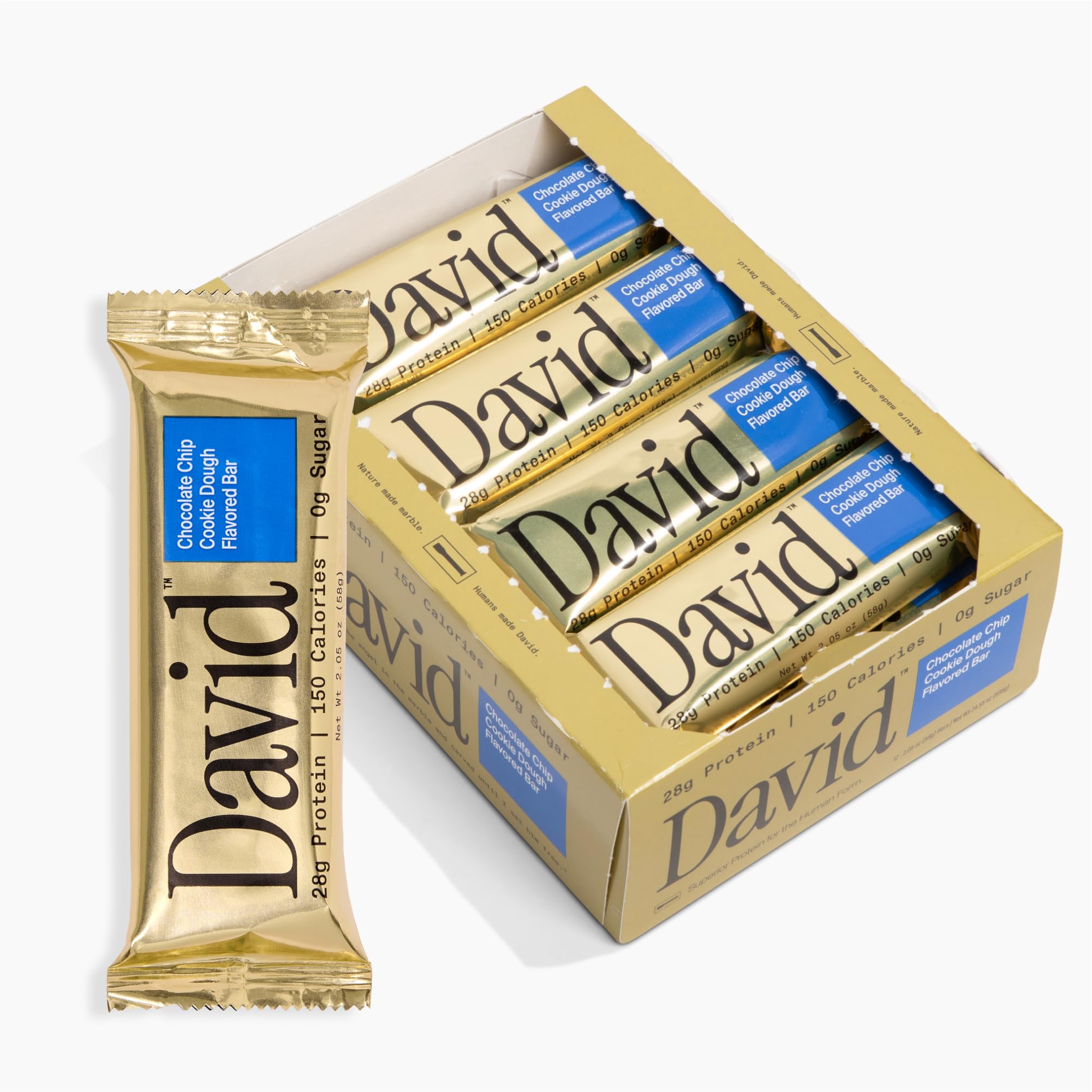 David high-protein bar with chocolate chip cookie dough flavor, a protein-packed snack option.