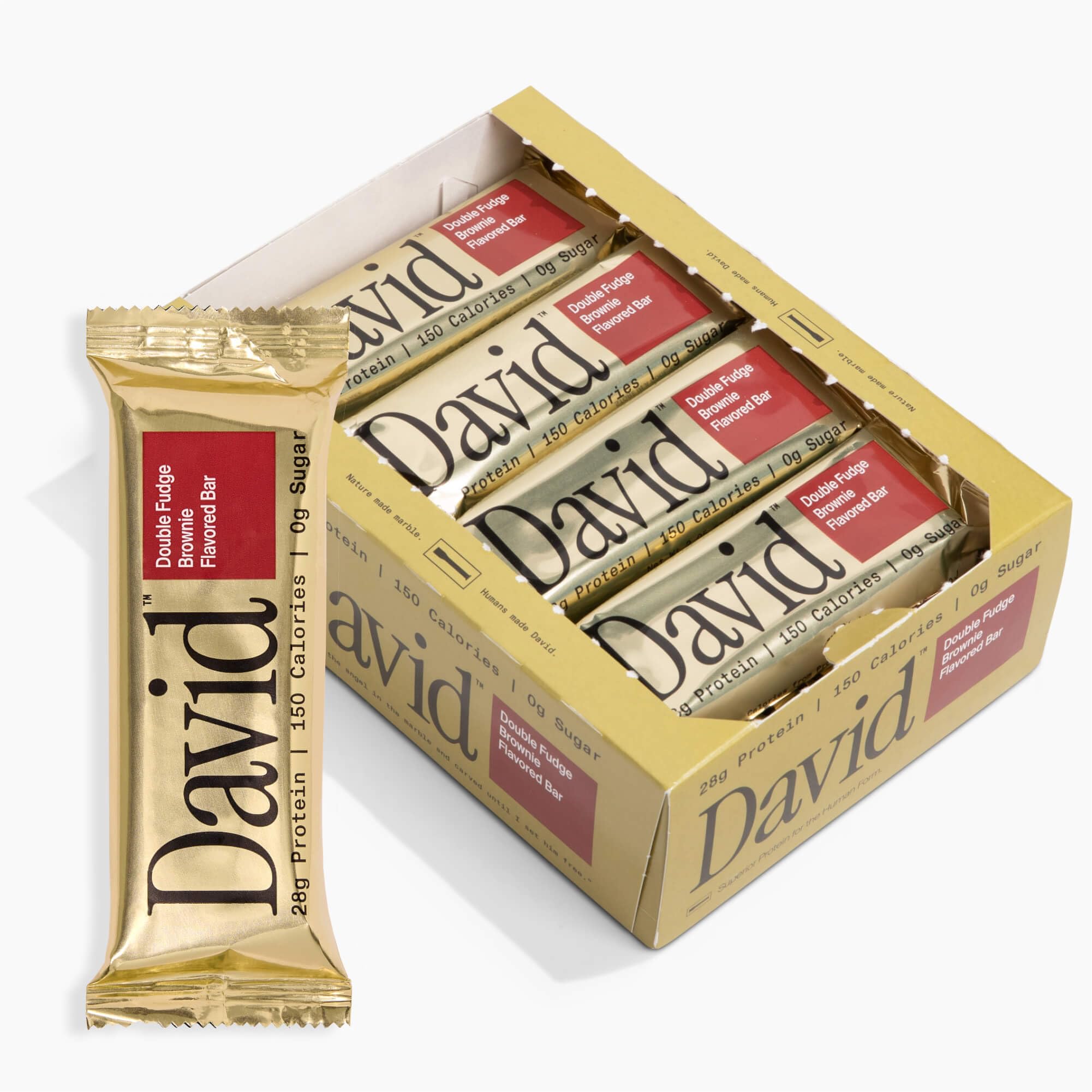 David high-protein bars fudge brownie pack showing convenient protein boost.