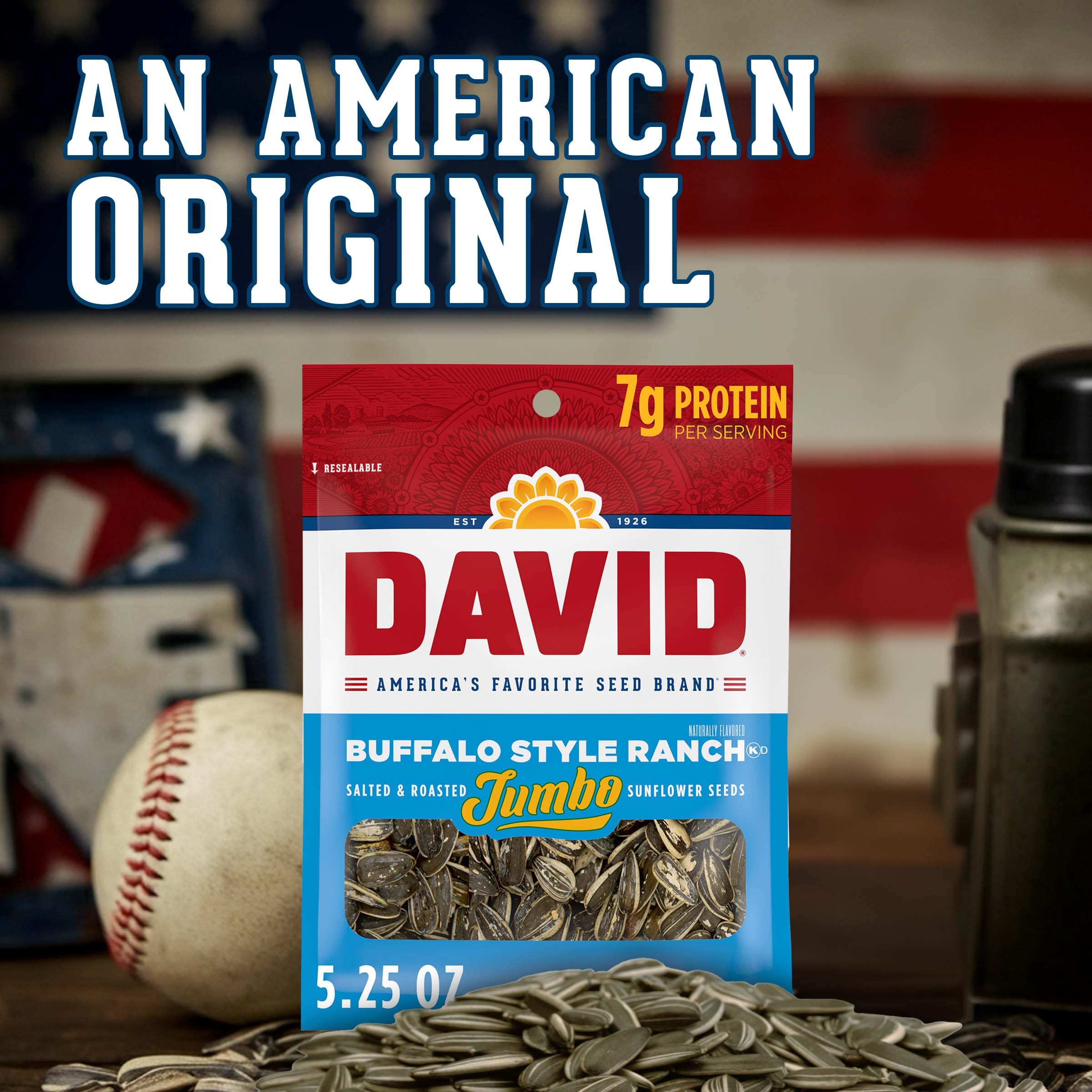 DAVID jumbo seeds offer protein and minerals in a portable snack.