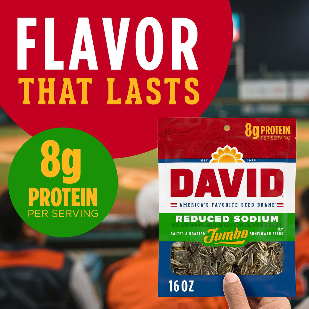DAVID Reduced Sodium Sunflower Seeds nutrition facts panel