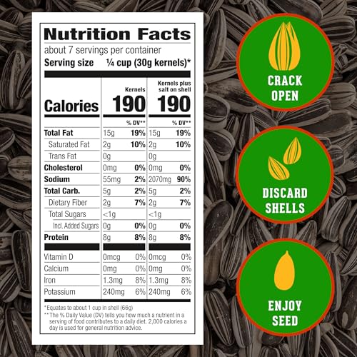 Close-up of roasted and salted DAVID Reduced Sodium Sunflower Seeds