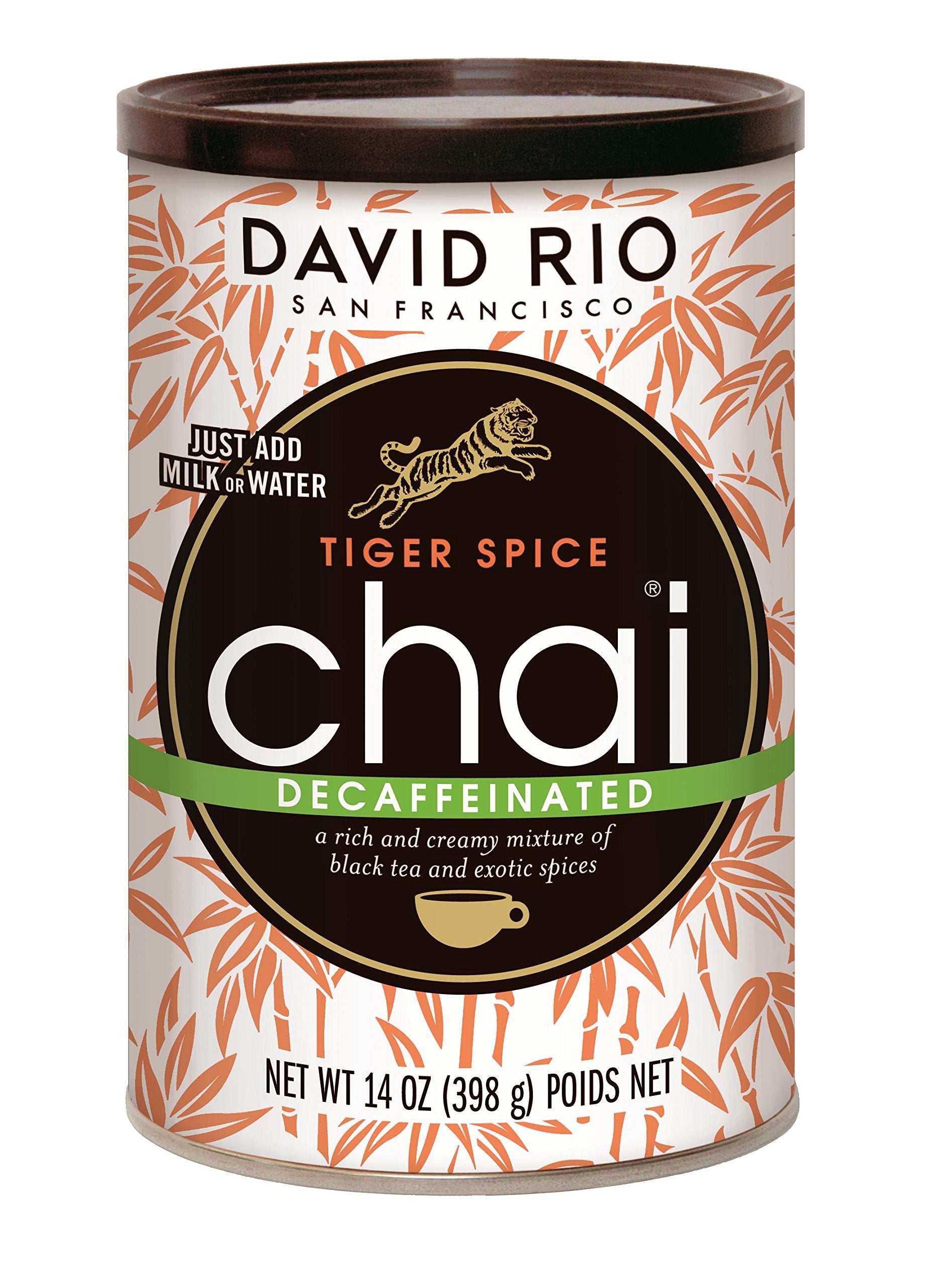 Chai mix poured into hot water for creamy dairy-free latte