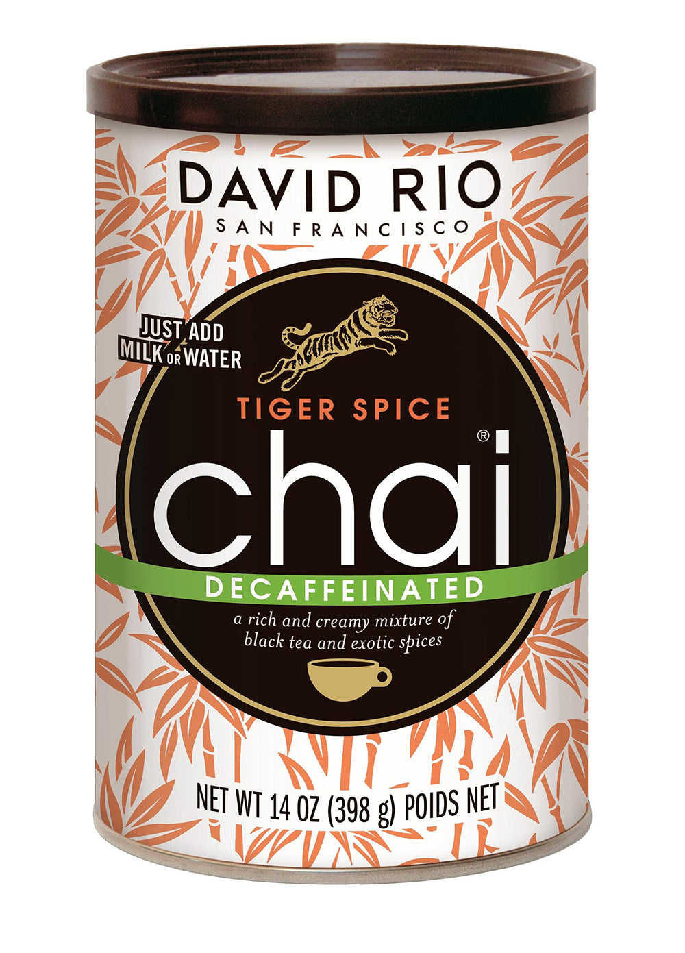 Chai mix poured into hot water for creamy dairy-free latte
