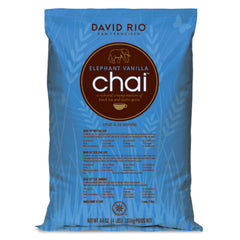 David Rio Elephant Vanilla Chai bottle-front, dairy-free blend ideal for hot or iced beverages.