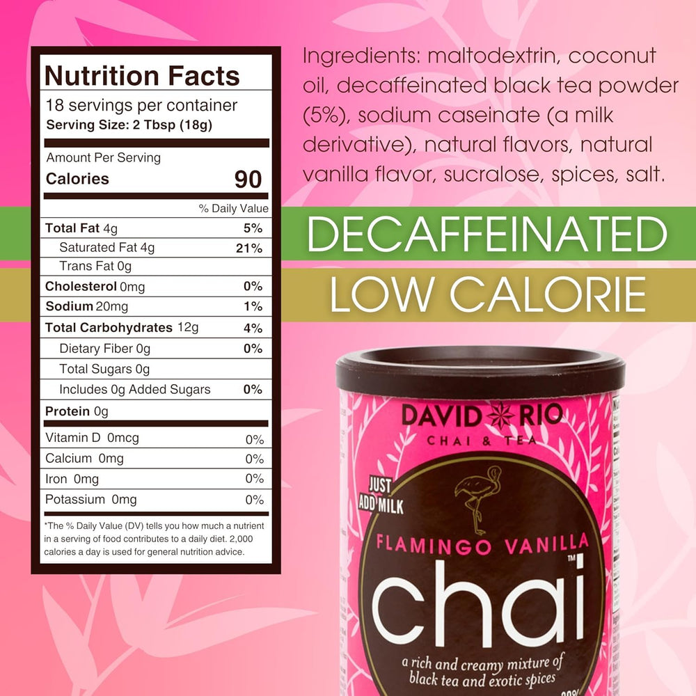 David Rio Flamingo Vanilla Chai hot latte with dairy-free cream