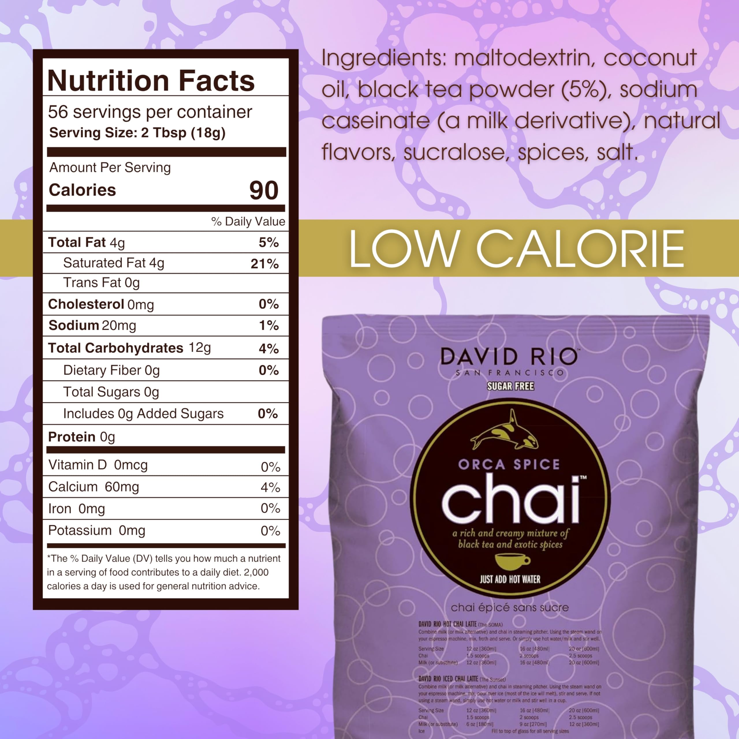 David Rio Orca Spice chai latte mix with dispensing scoop for quick measurements.