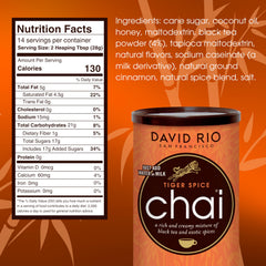 David Rio Tiger Spice Chai Tea Latte Mix packaging on a clean surface