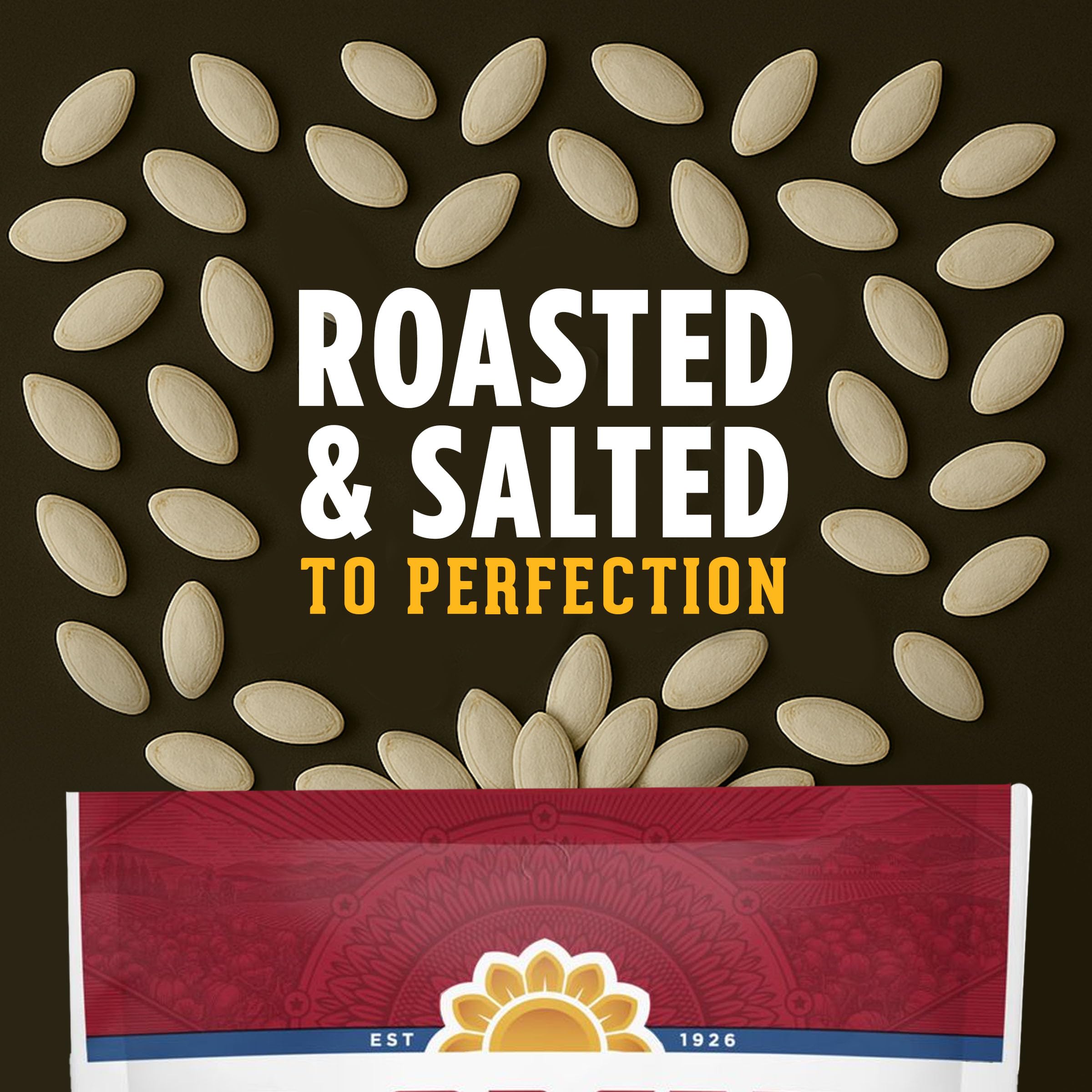 DAVID salted roasted pumpkin seeds, gluten-free and protein rich.