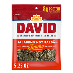 DAVID Seeds Jalapeno Hot Salsa pack front for on-the-go snacking.