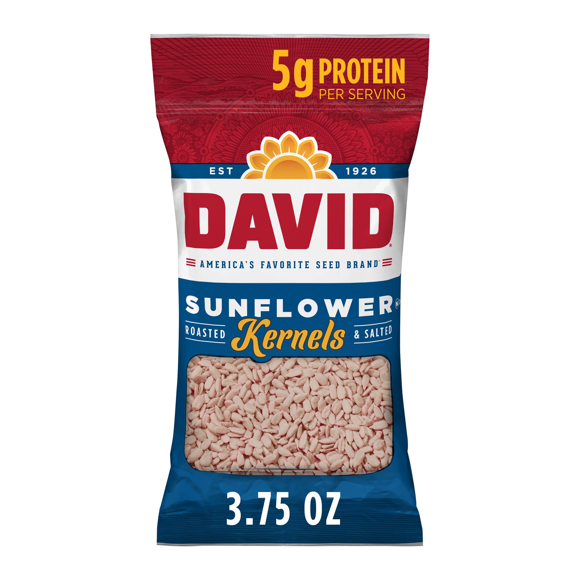 DAVID Sunflower Kernels Original pack of 12 bags for on-the-go snacking