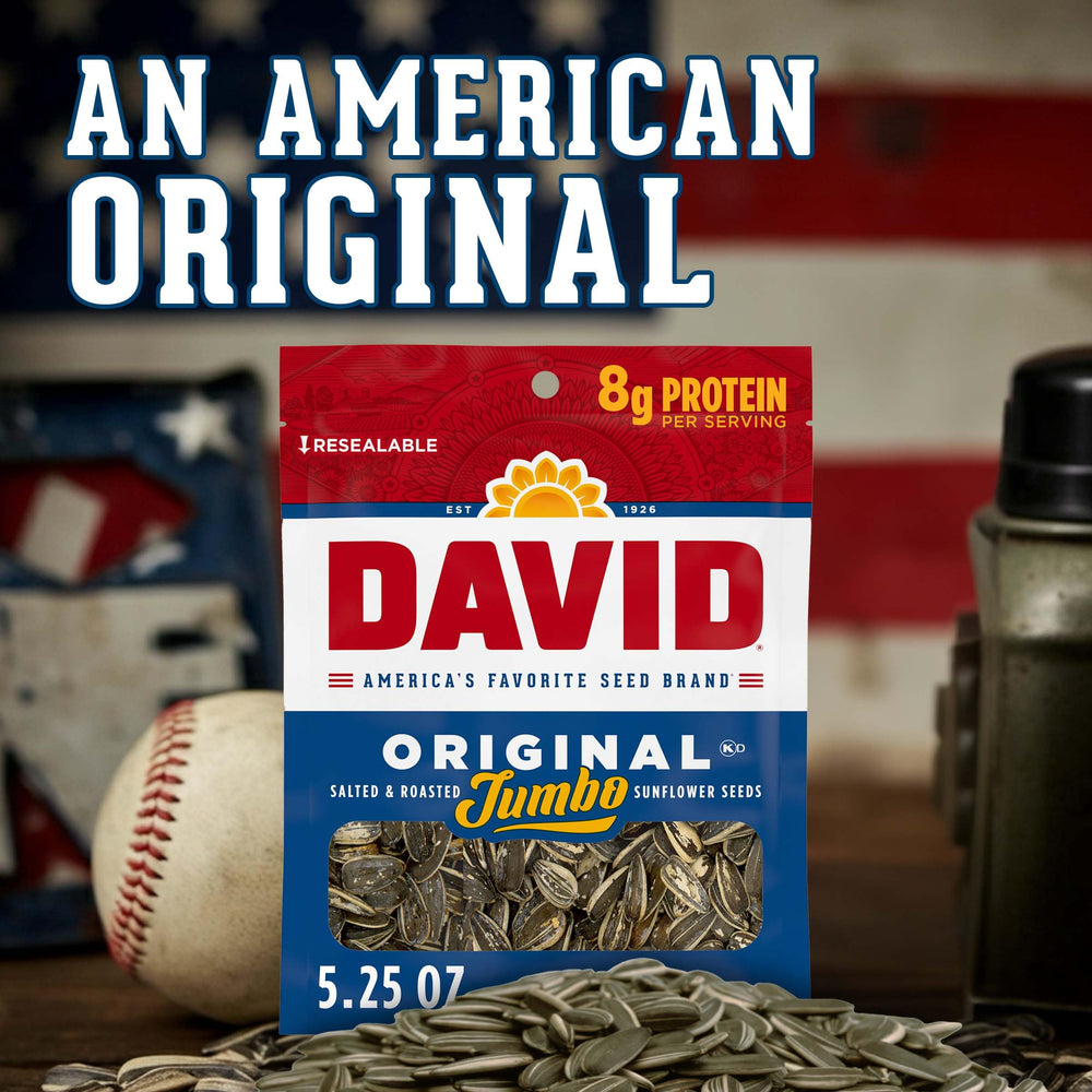 DAVID seeds on a lunchbox promoting portable protein snack