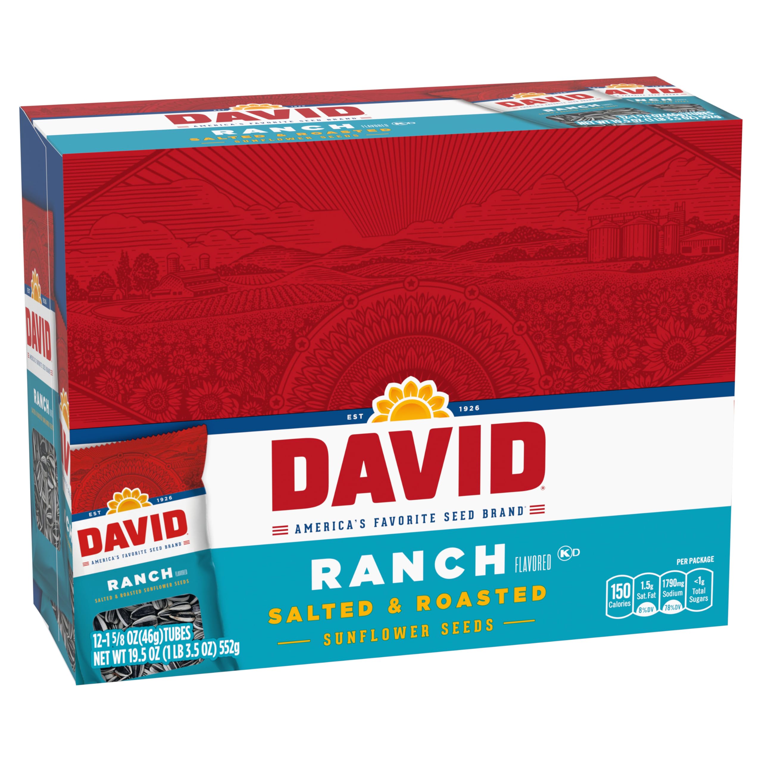 DAVID Ranch sunflower seeds nutrition panel highlighting minerals