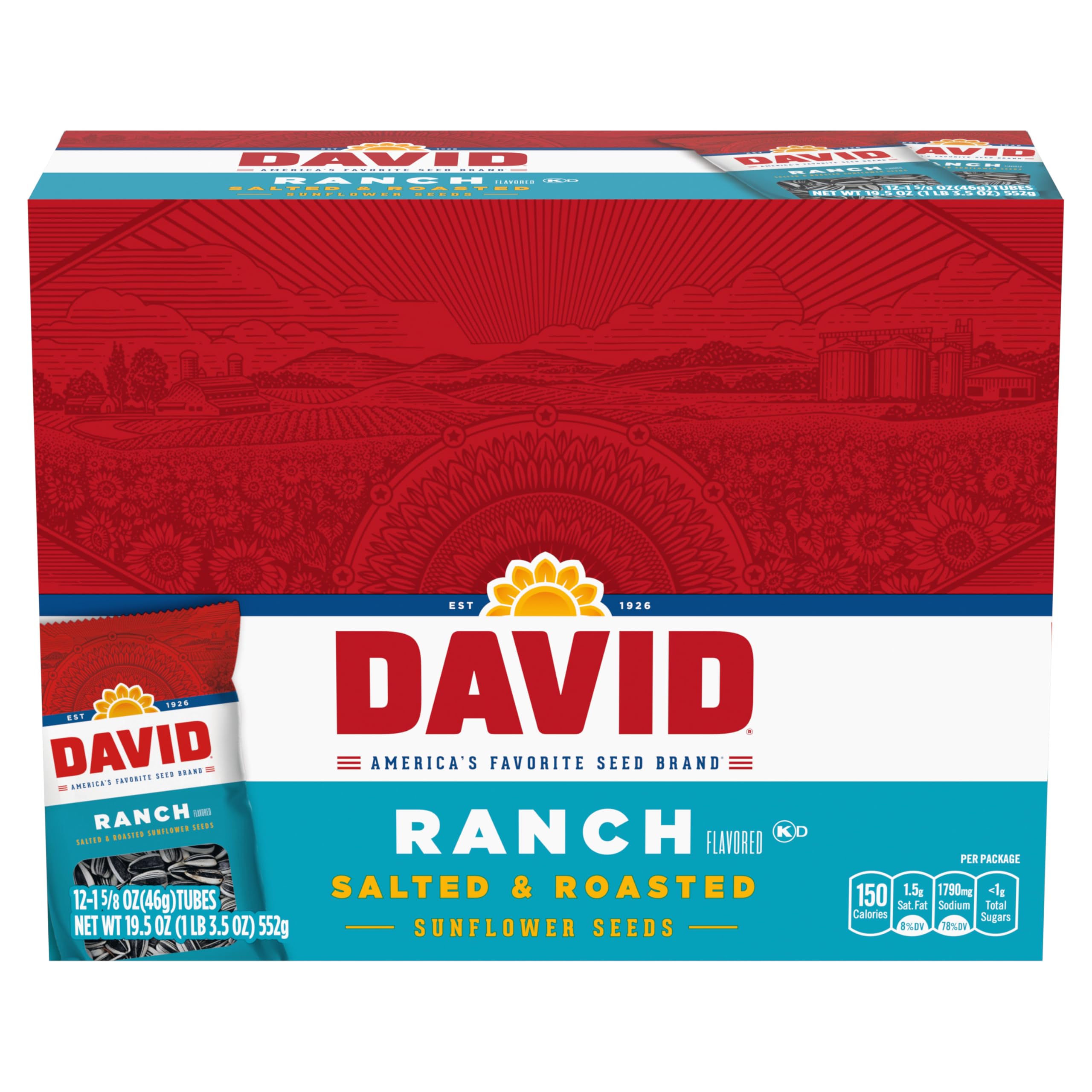 DAVID Ranch sunflower seeds pack front ideal for grab-and-go snacking