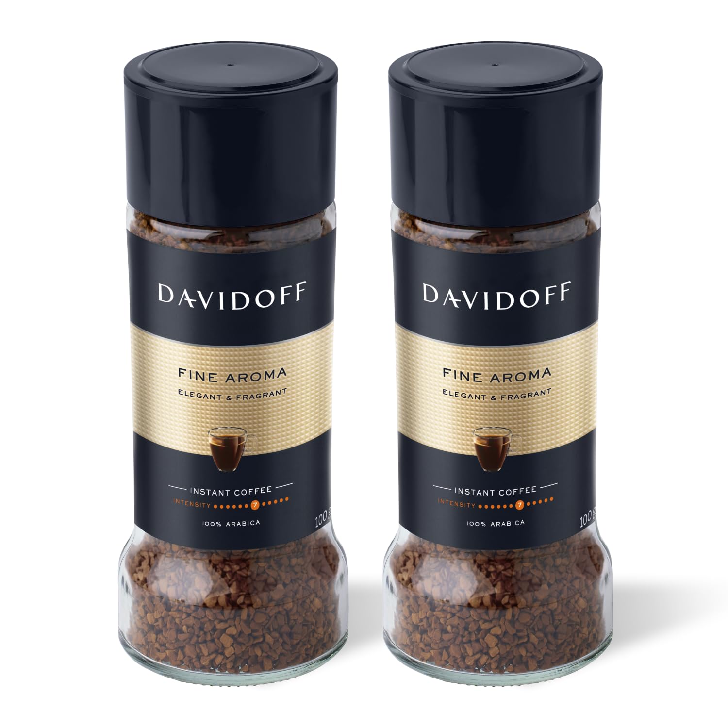 Davidoff Fine Aroma Instant Coffee packaging showcases premium blend for elegant mornings.