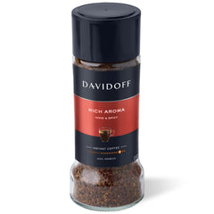 Davidoff Rich Aroma instant coffee jar label showing premium packaging and aroma promise