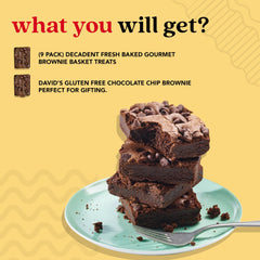 David's Cookies gluten-free brownies 9-pack in gift basket display