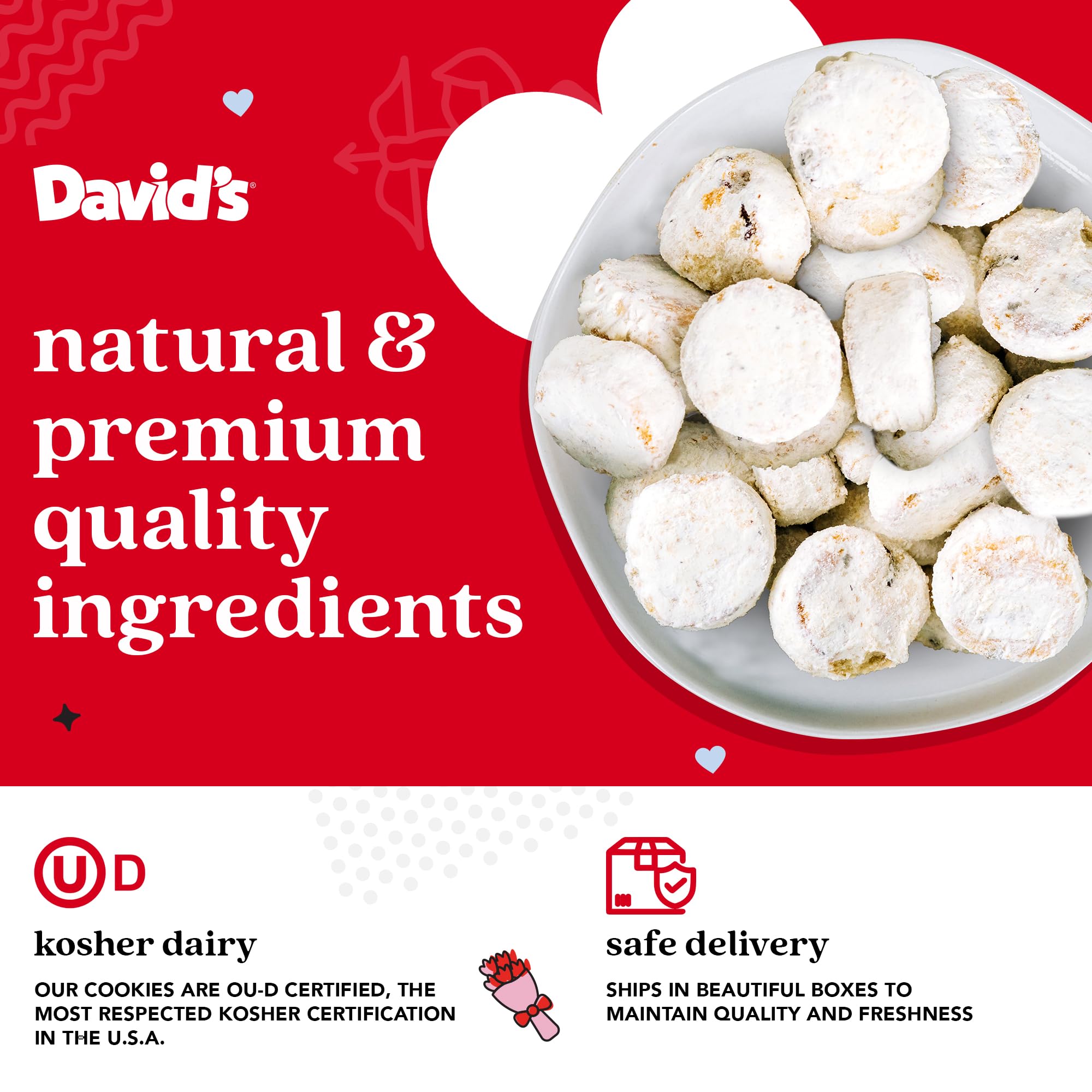 David's Cookies Butter Pecan Meltaways keep freshness in premium packaging.