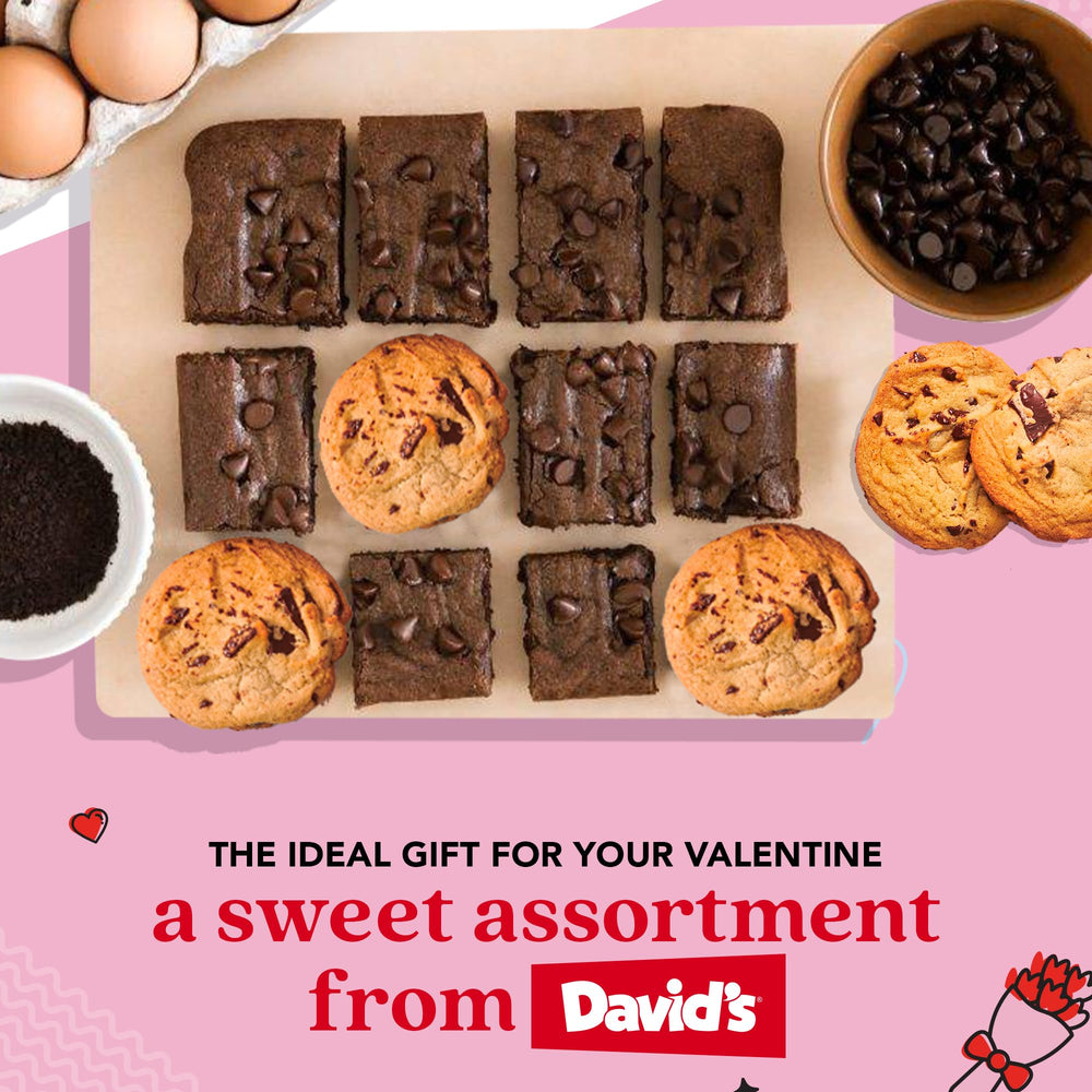 David's Cookies chocolate chip brownies and cookies highlight premium ingredients