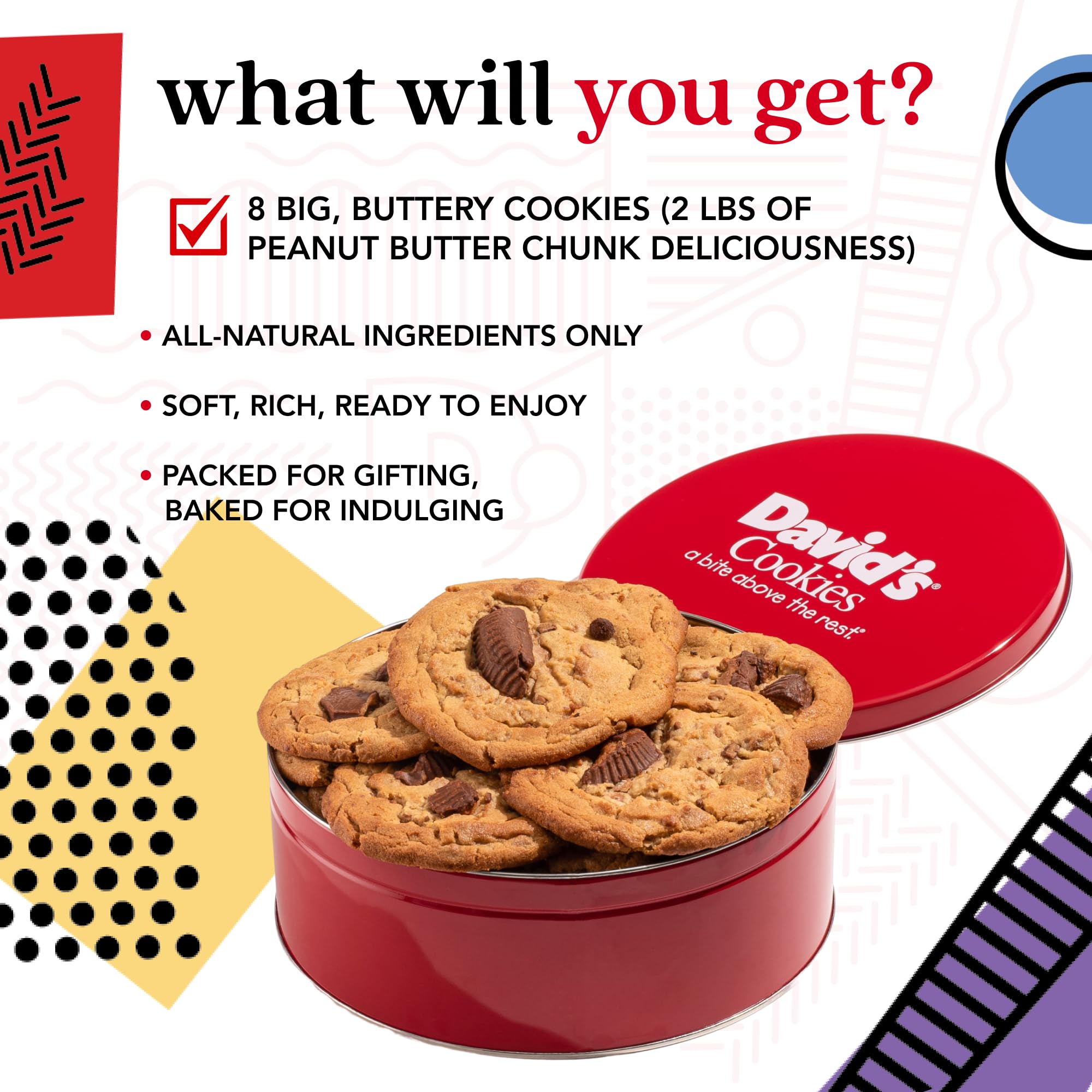 David's Cookies fresh-baked peanut butter cookies, warm and comforting for home snacking.