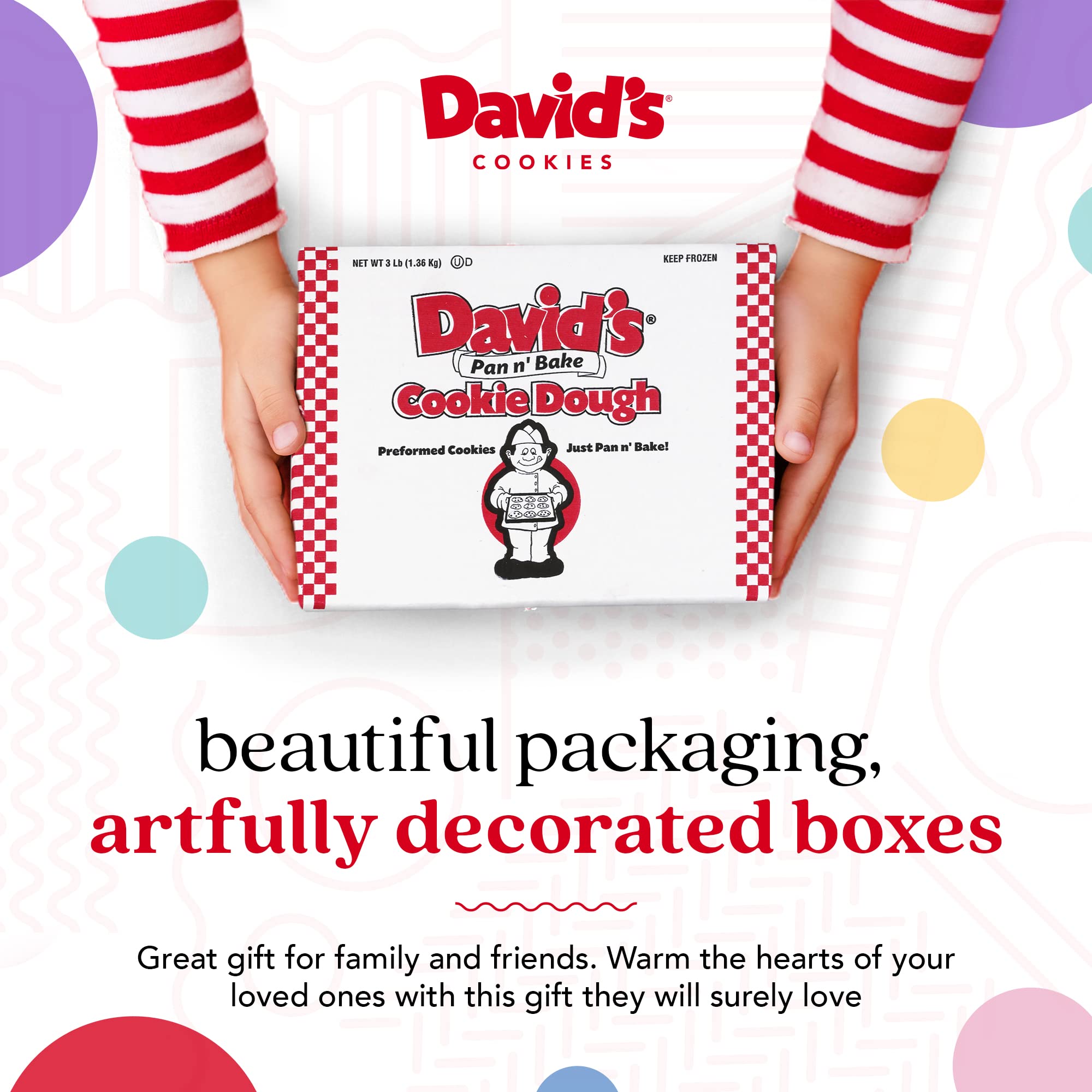 David's Cookies frozen chocolate chunk dough ideal for baking fresh cookies.