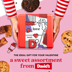 David's Cookies gift basket design, perfect for Valentine’s Day and special occasions.