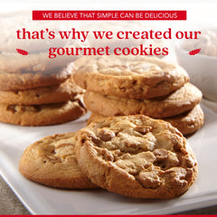 Opened gift tin showing neatly arranged cookies