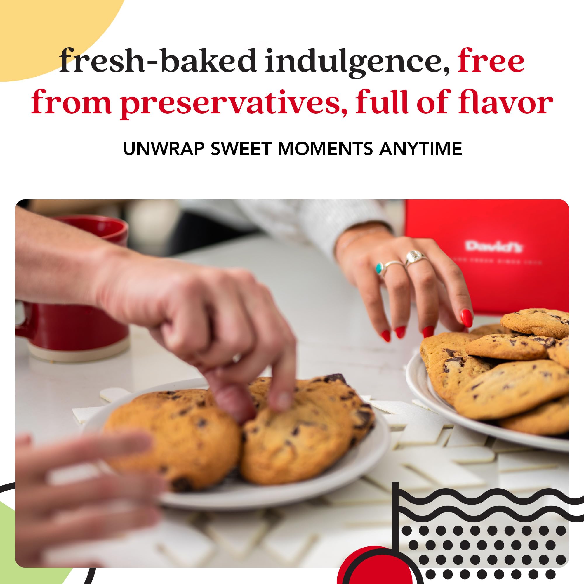David's Cookies kosher certified label signaling quality and dietary compliance.