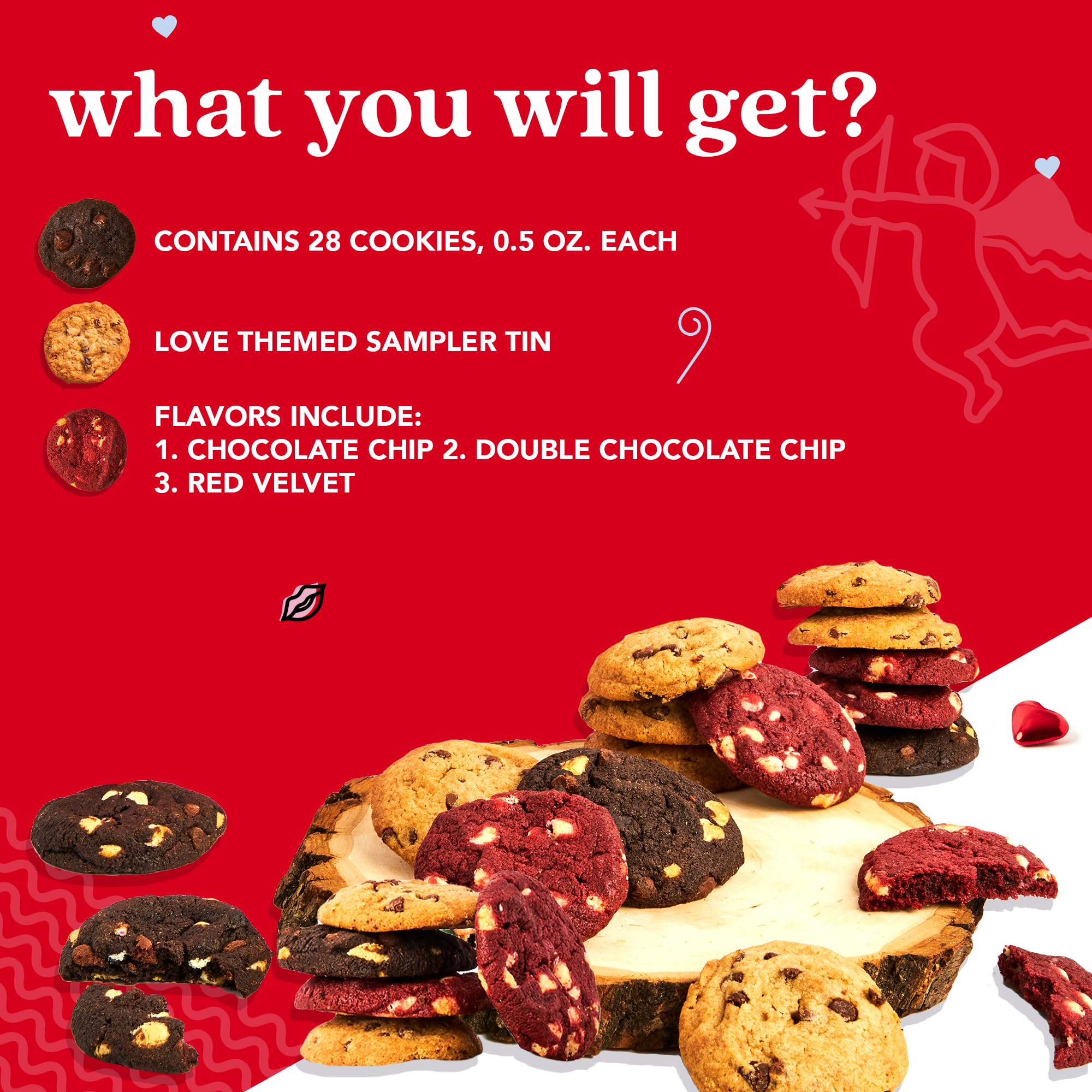 David's Cookies love tin with chocolate white chip cookies, ideal for dessert moments