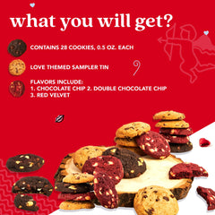 David's Cookies love tin with chocolate white chip cookies, ideal for dessert moments