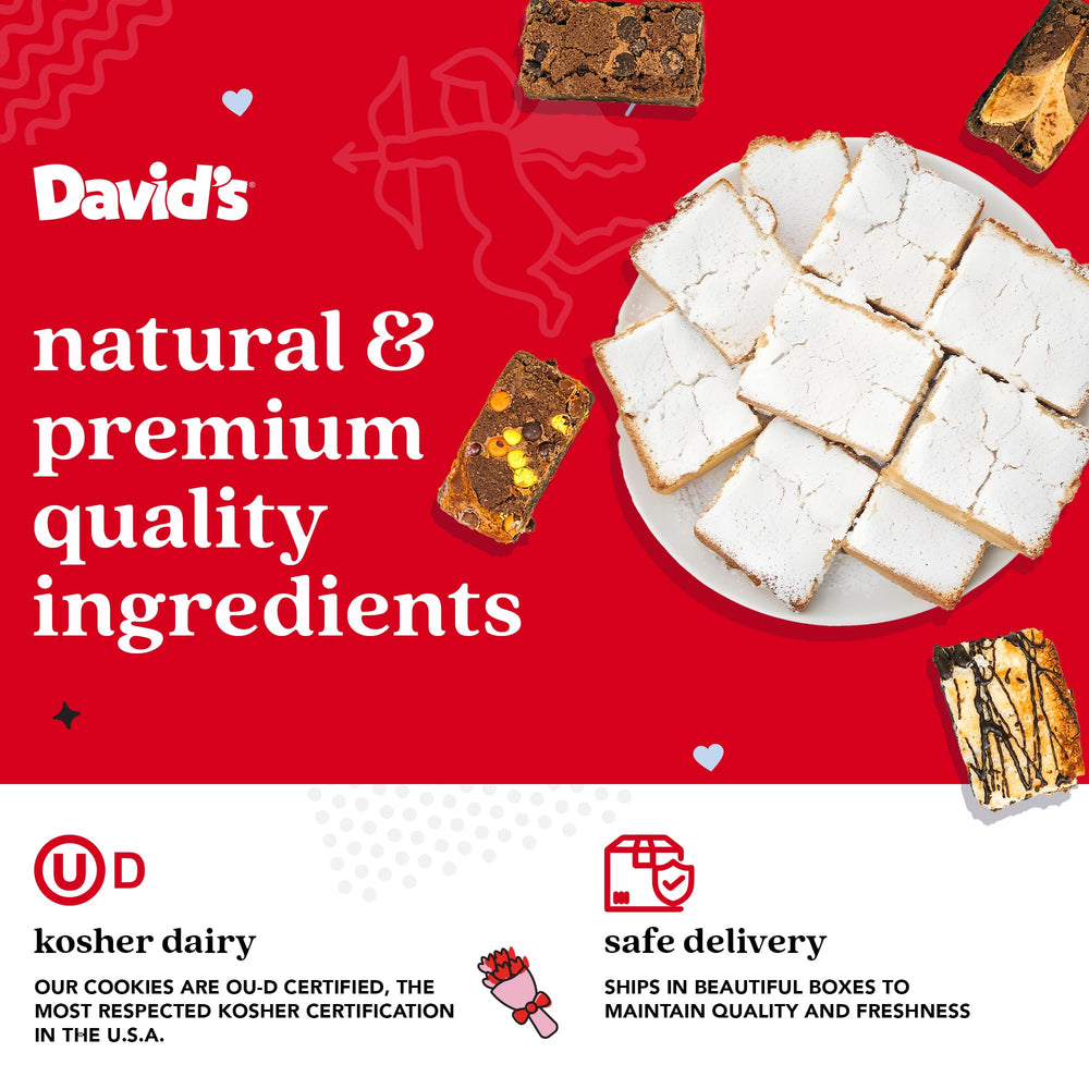 Close-up of rich chocolate fudge brownie slice from David's Cookies, premium texture.