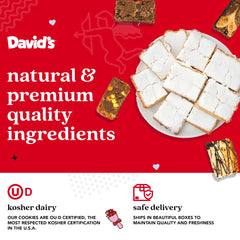 Close-up of rich chocolate fudge brownie slice from David's Cookies, premium texture.