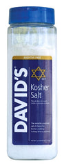 David's Kosher Salt 40 oz shaker closeup — coarse crystals for even flavor.