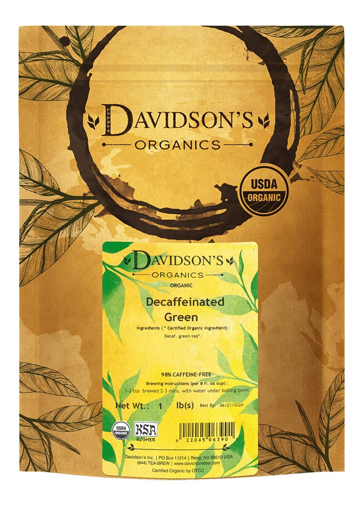 Davidson's Decaf Green loose leaf tea 16oz bag ready for fresh brewing