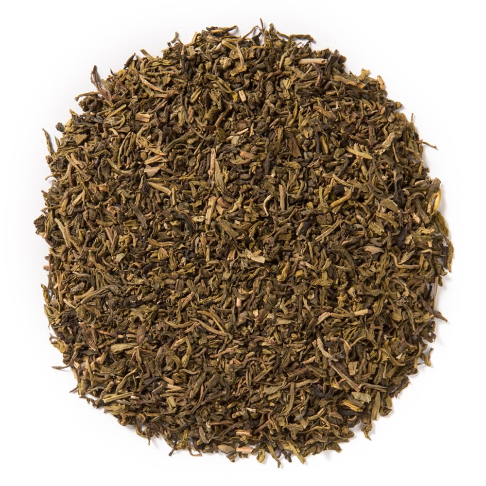 Davidson's Decaf Green tea cup steeping for a light, nutty flavor