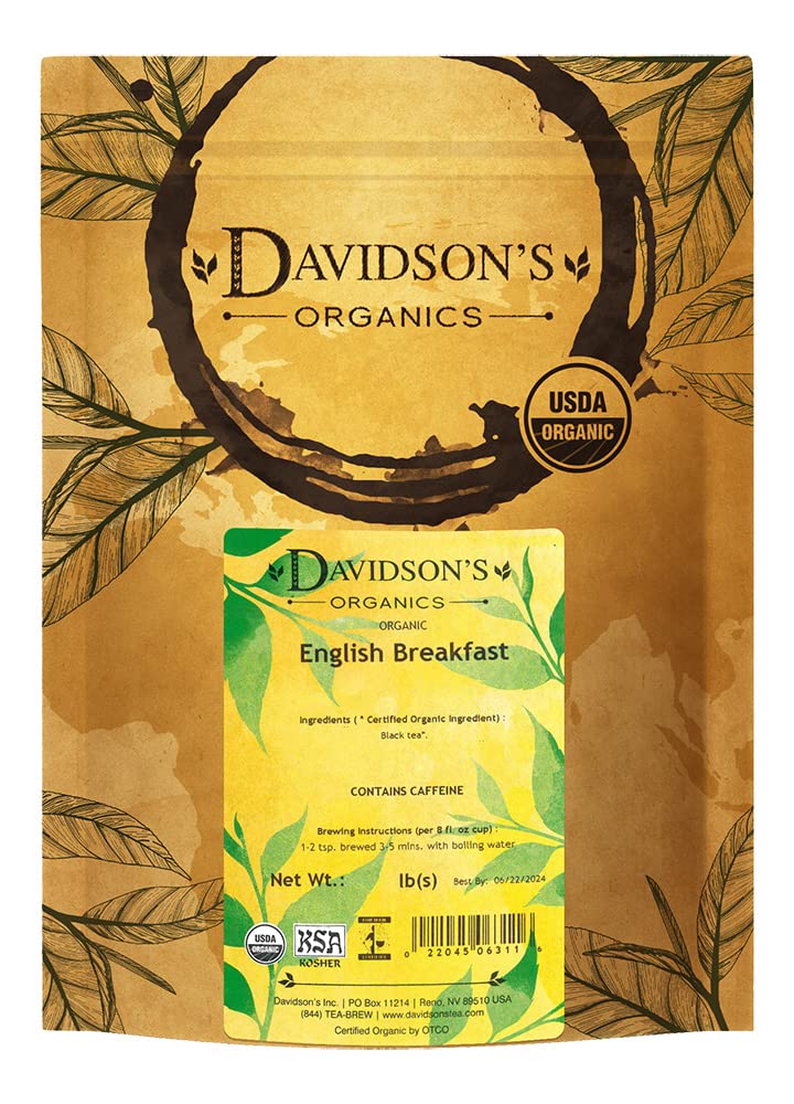Davidson's English Breakfast loose-leaf tea, robust aroma ready for a hearty morning cup.