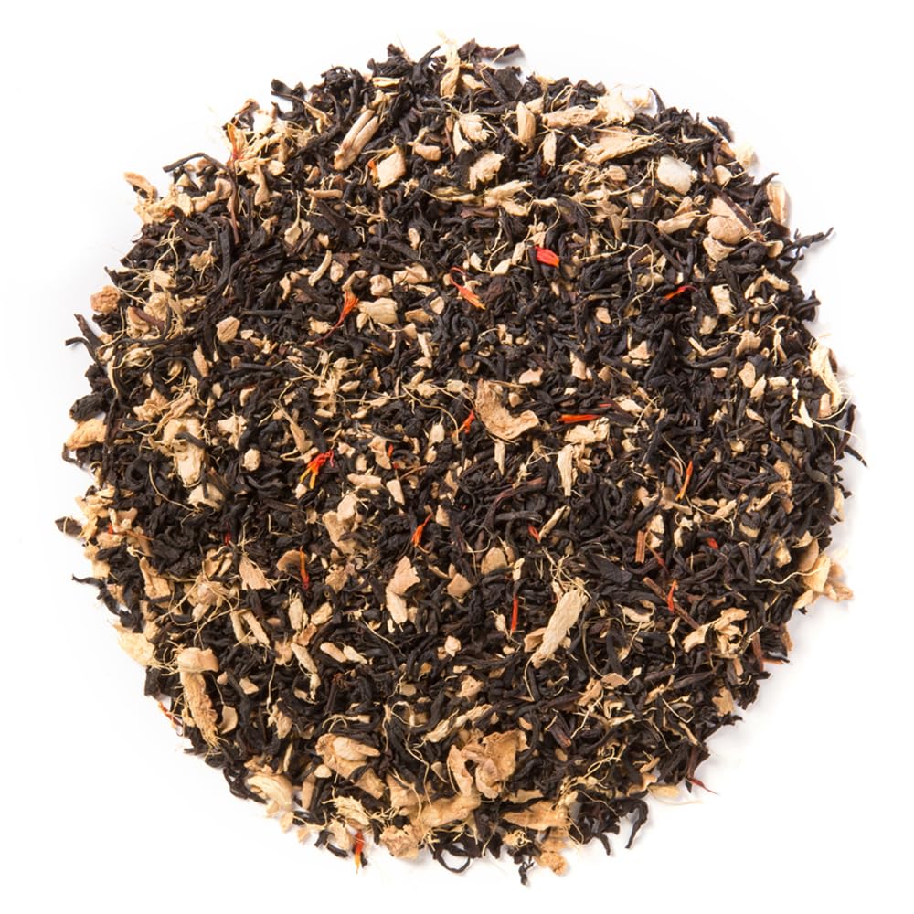 Davidson's Ginger Peach loose leaf tea packaging emphasizes organic quality for everyday brewing.